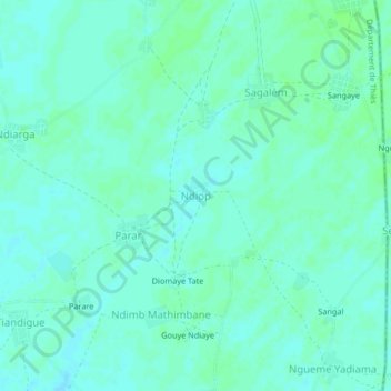 Topografisk karta Ndiop, höjd, relief