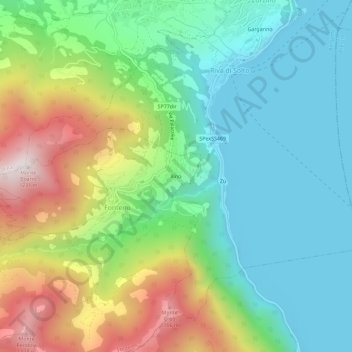 Topografisk karta Xino, höjd, relief