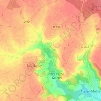Topografisk karta Le Pressoir, höjd, relief