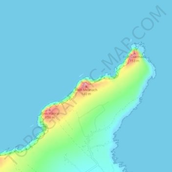 Topografisk karta Binn Meanach, höjd, relief