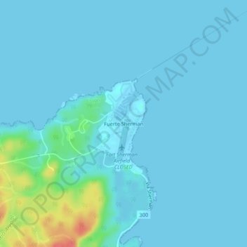 Topografisk karta Fuerte Sherman, höjd, relief