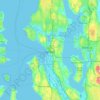 Topografisk karta Seattle, höjd, relief