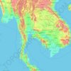 Topografisk karta Thailand, höjd, relief